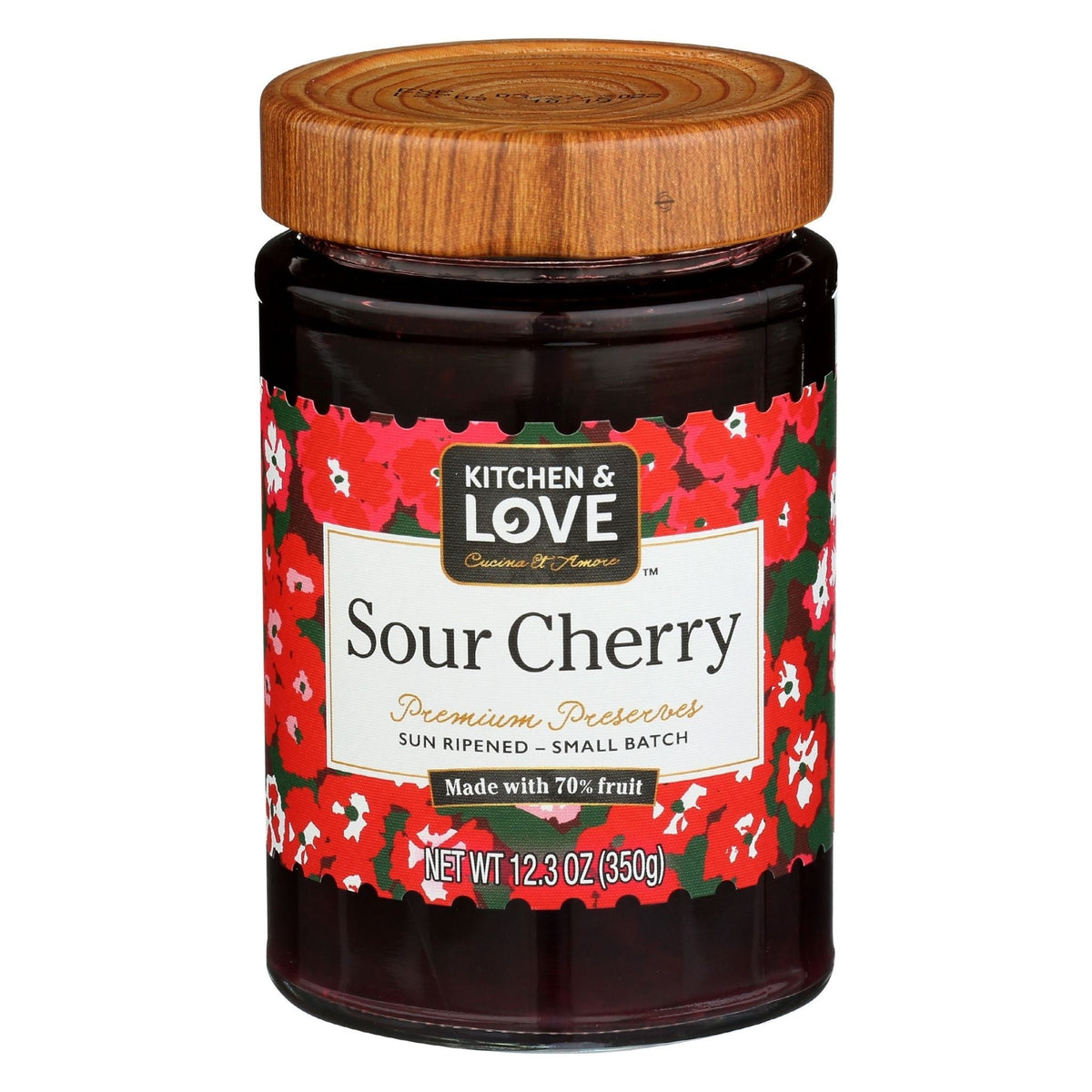 Kitchen & Love Premium Sour Cherry Preserves 70% Fruit, 12.3 oz (349g)