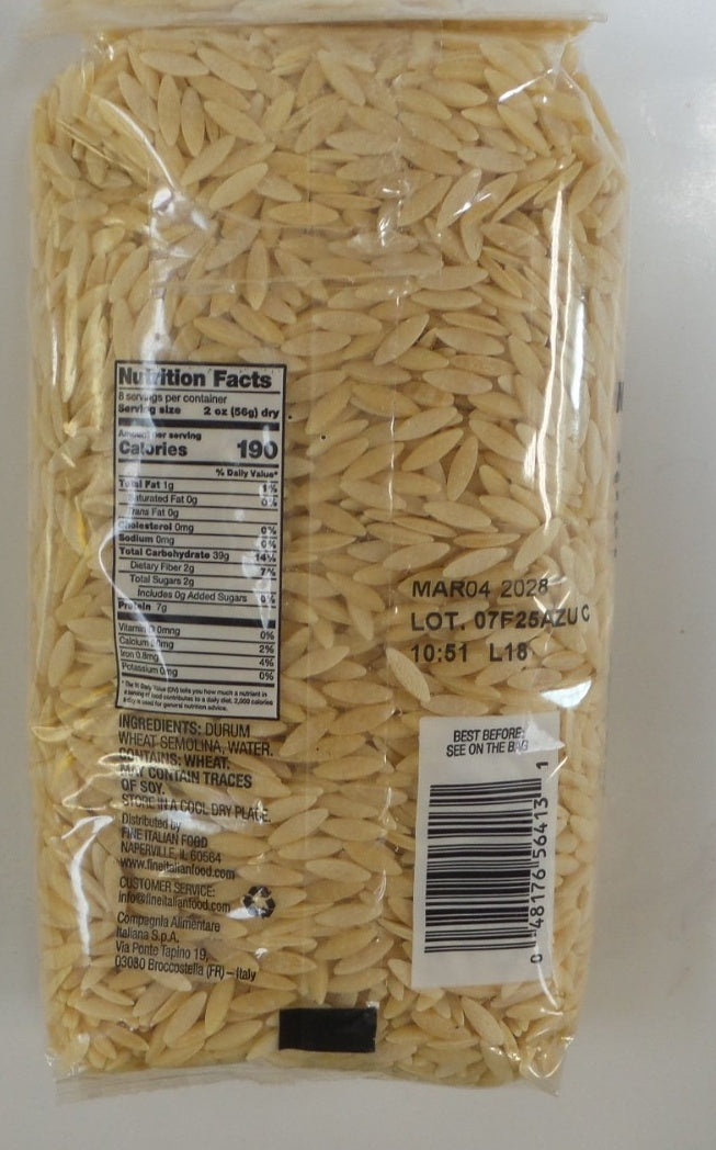 Mantova Bronze Cut Orzo Pasta, 16 oz (454g)