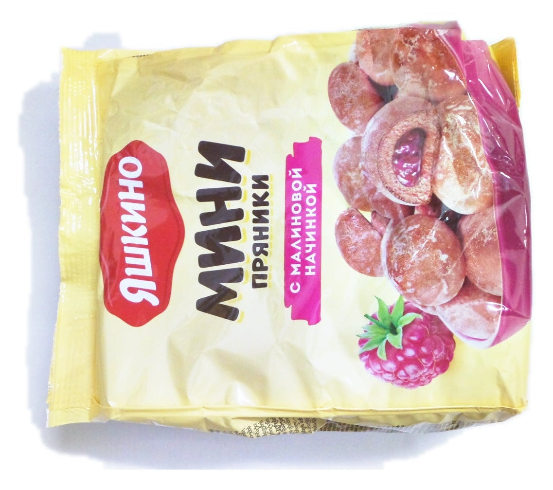 Yashkino Mini Pryaniki with Raspberry Filling, 10.6 oz (300g)