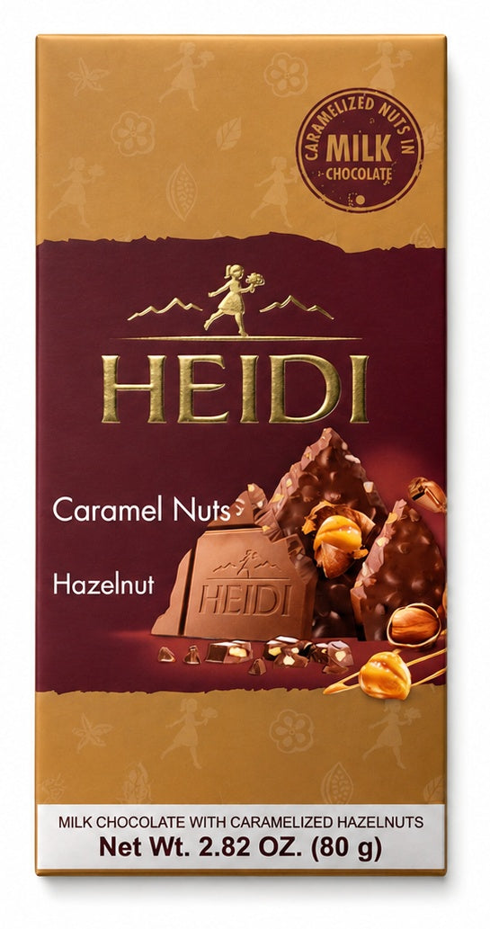 Heidi Caramel Nuts Milk Chocolate with Hazelnut, 2.82 oz (80g)