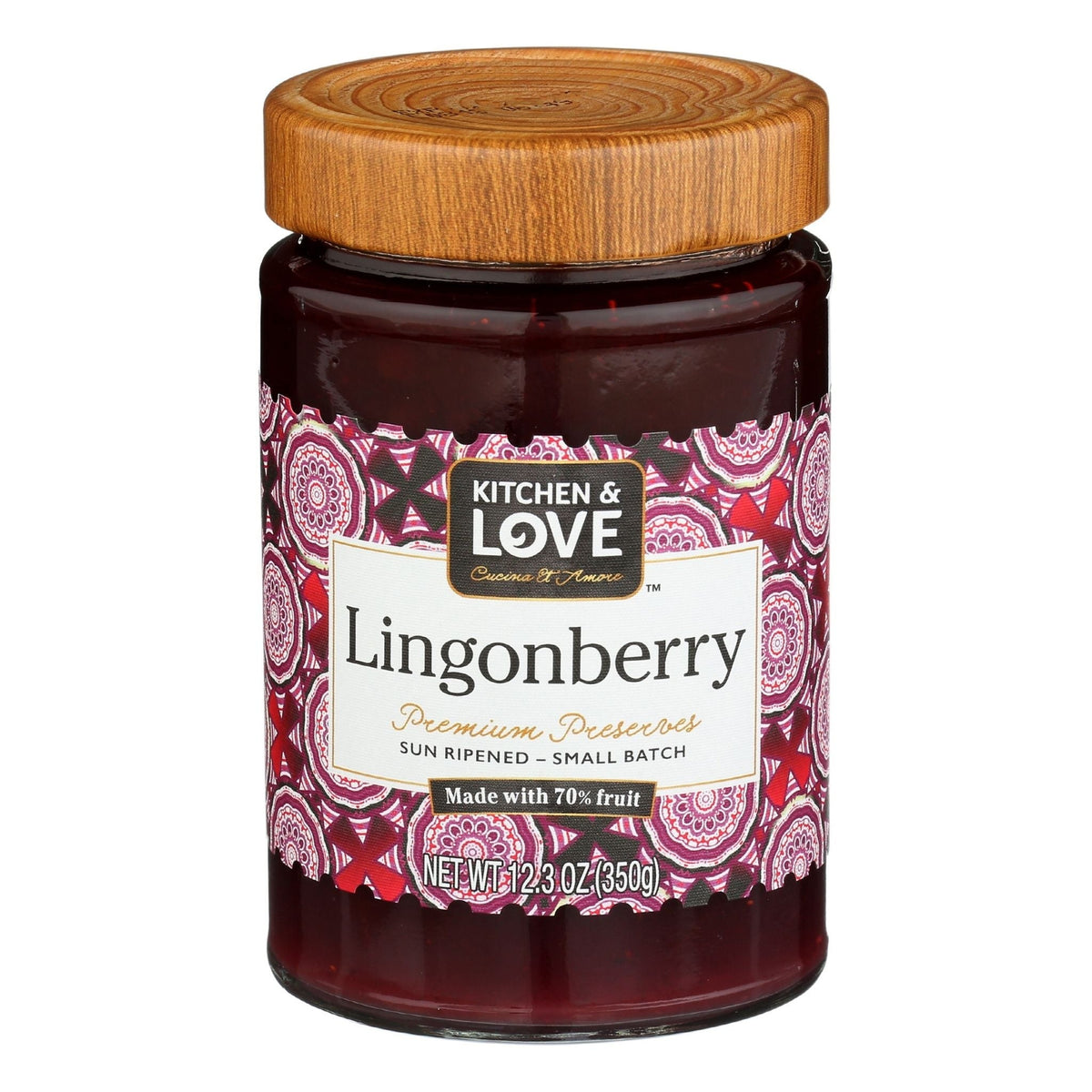 Kitchen & Love Premium Lingonberry Preserves 70% Fruit, 12.3 oz (349g)