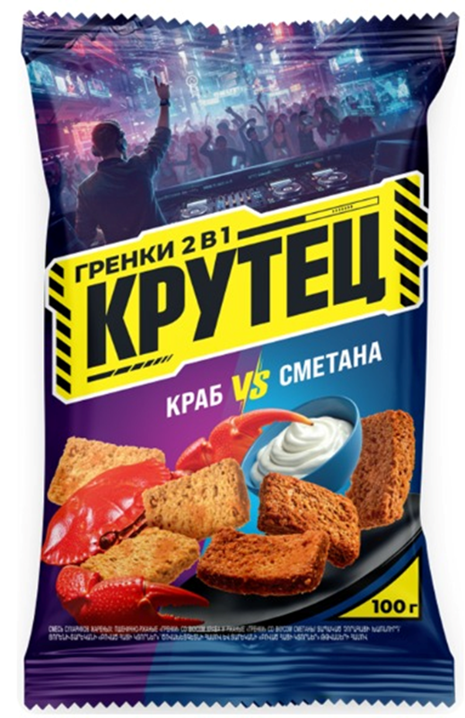 Krutec Suhariki Crab & Sour Cream, 3.5 oz (100g)
