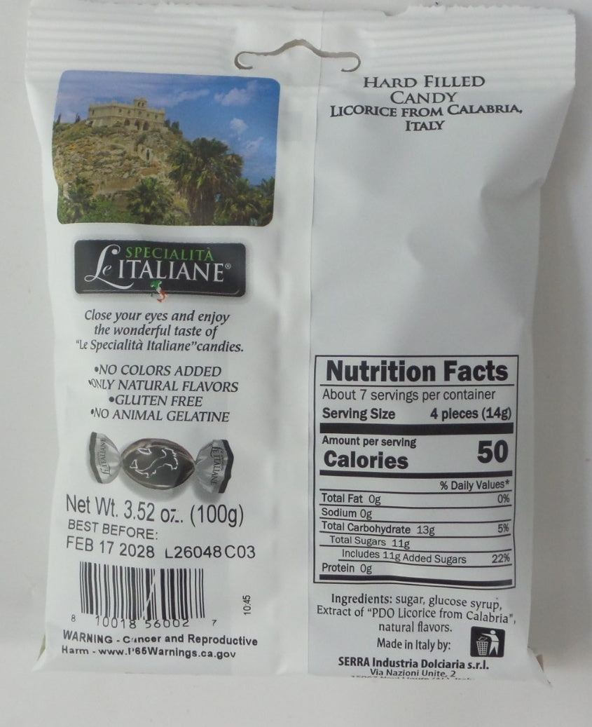 Le Italiane Hard Filled Candy Licorice, 3.52 oz (100g)