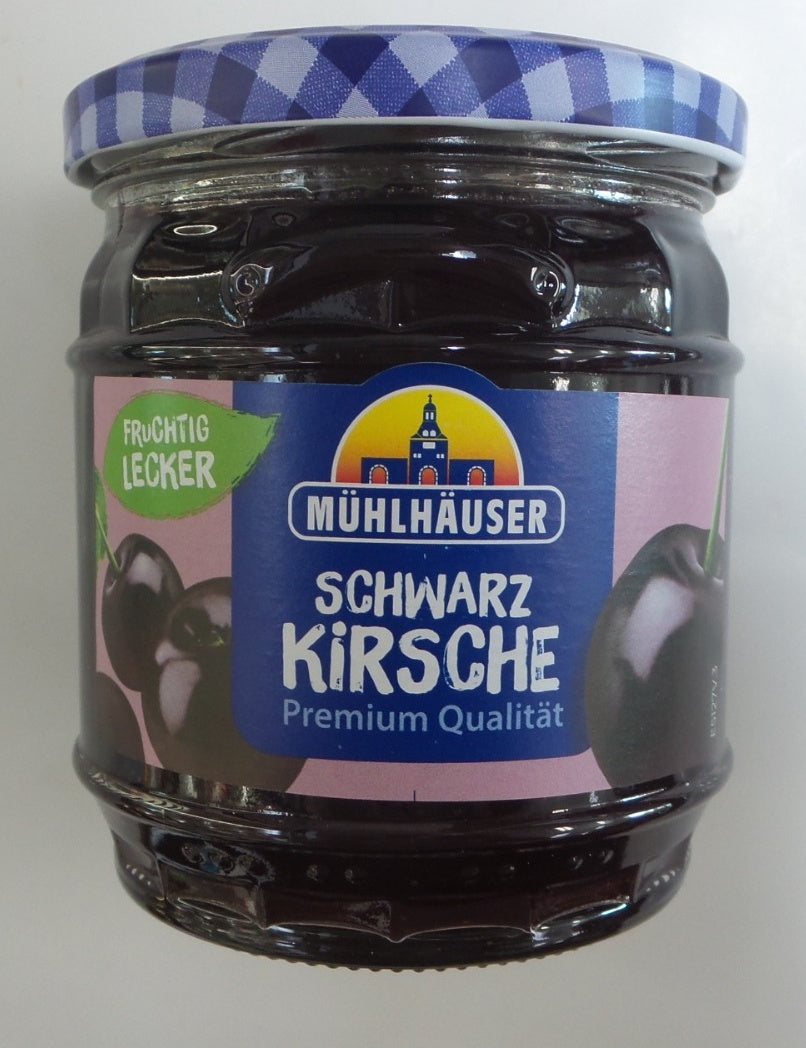 Mühlhäuser Extra Preserve / Extra-Konfitüre Black Cherry / Schwarzkirsch, 15.9 oz (450g)