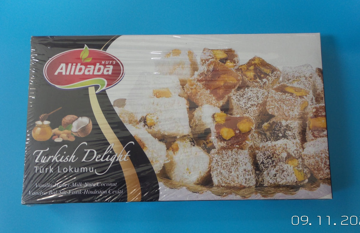 Alibaba Turkish Delight Vanilla, Nuts & Coconut, 10.6 oz (300g)