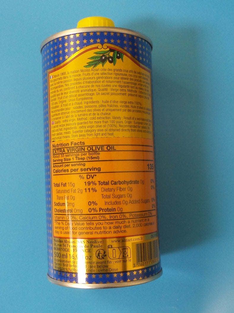 Nicolas Alziari Extra Virgin Olive Oil, 16.9 fl oz (500ml)
