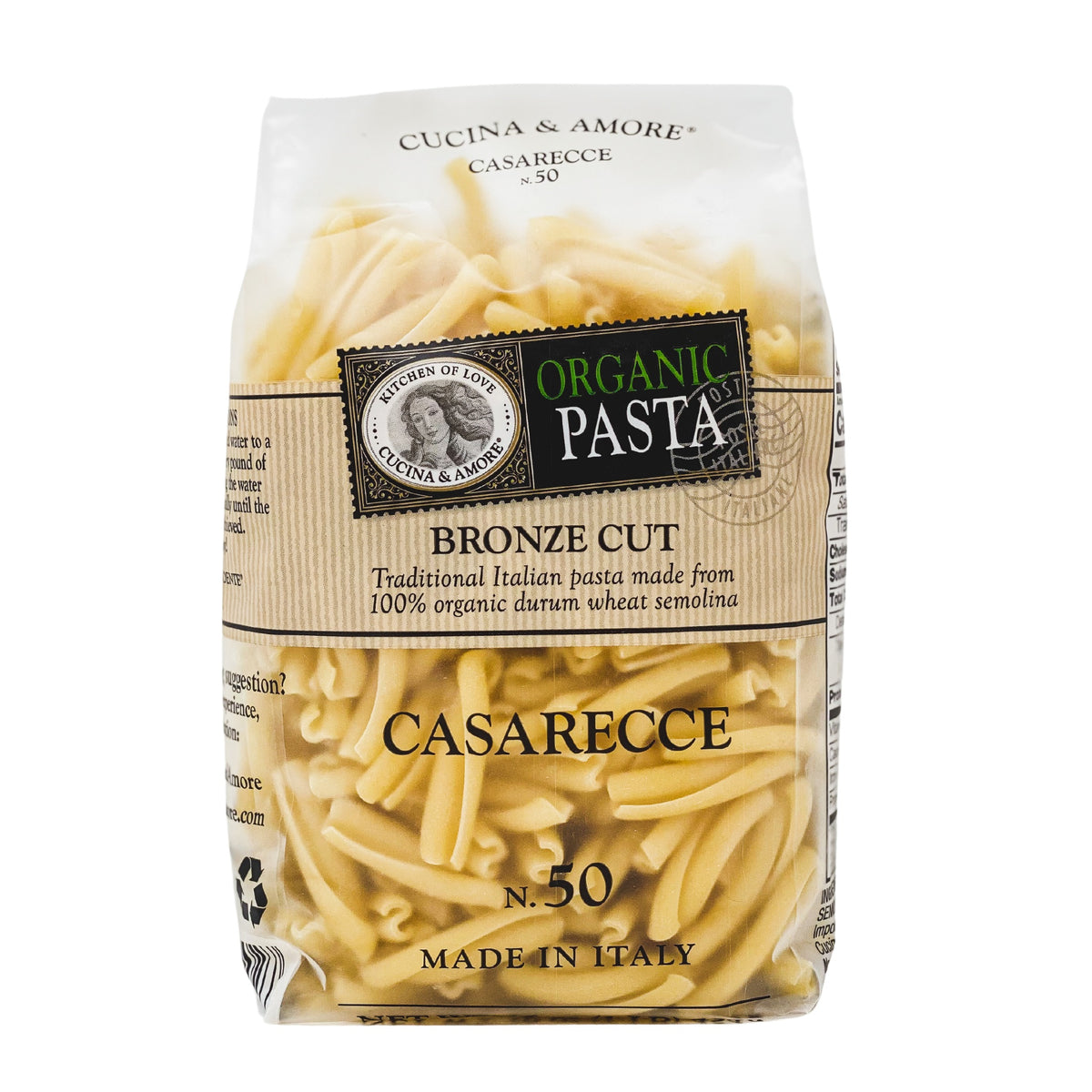 Cucina & Amore Organic Pasta Casarecce #50, 16.0 oz (454g)