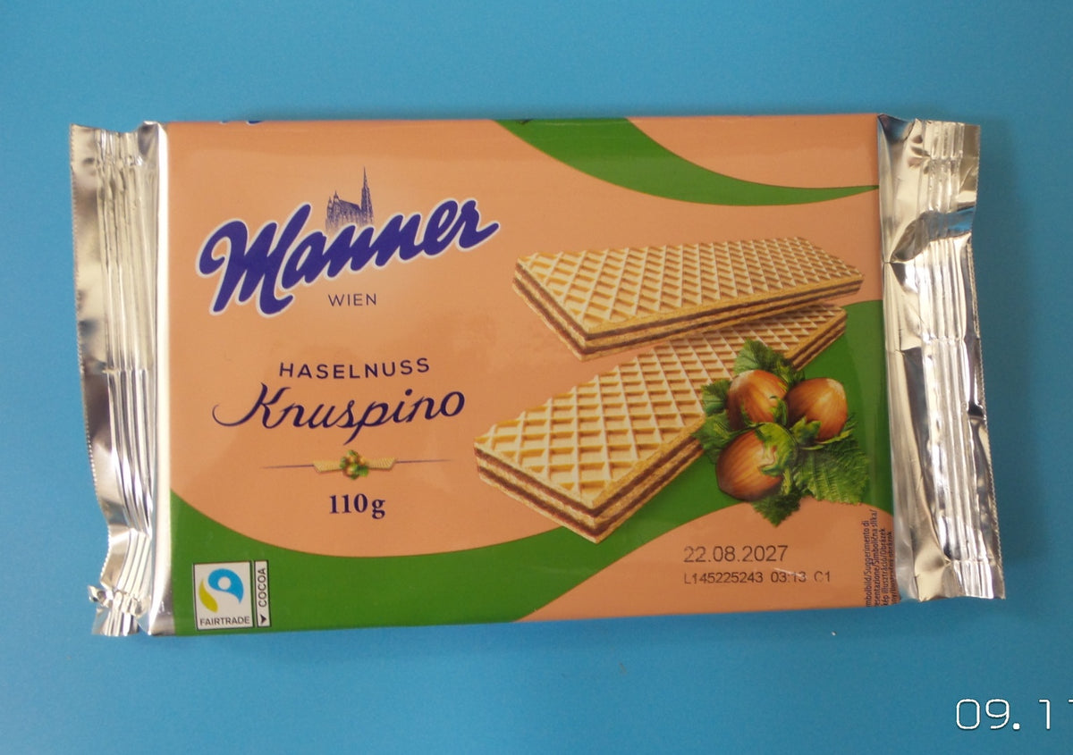 Manner Knuspino Hazelnut / Haselnuss Wafers, 3.88 oz (110g)