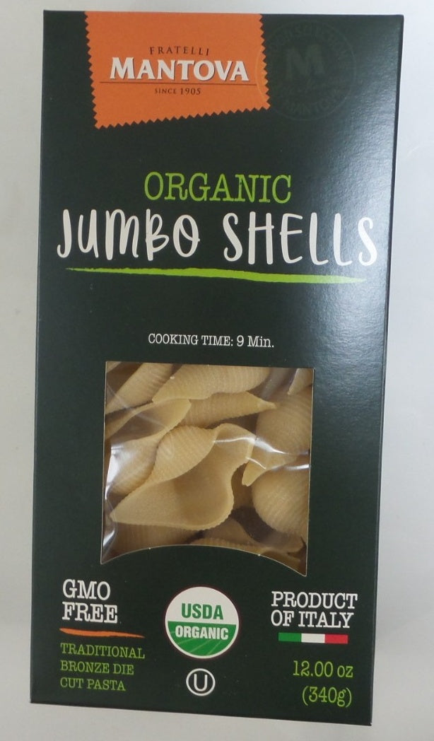 Mantova Organic Jumbo Shells Pasta, 12 oz (340g)