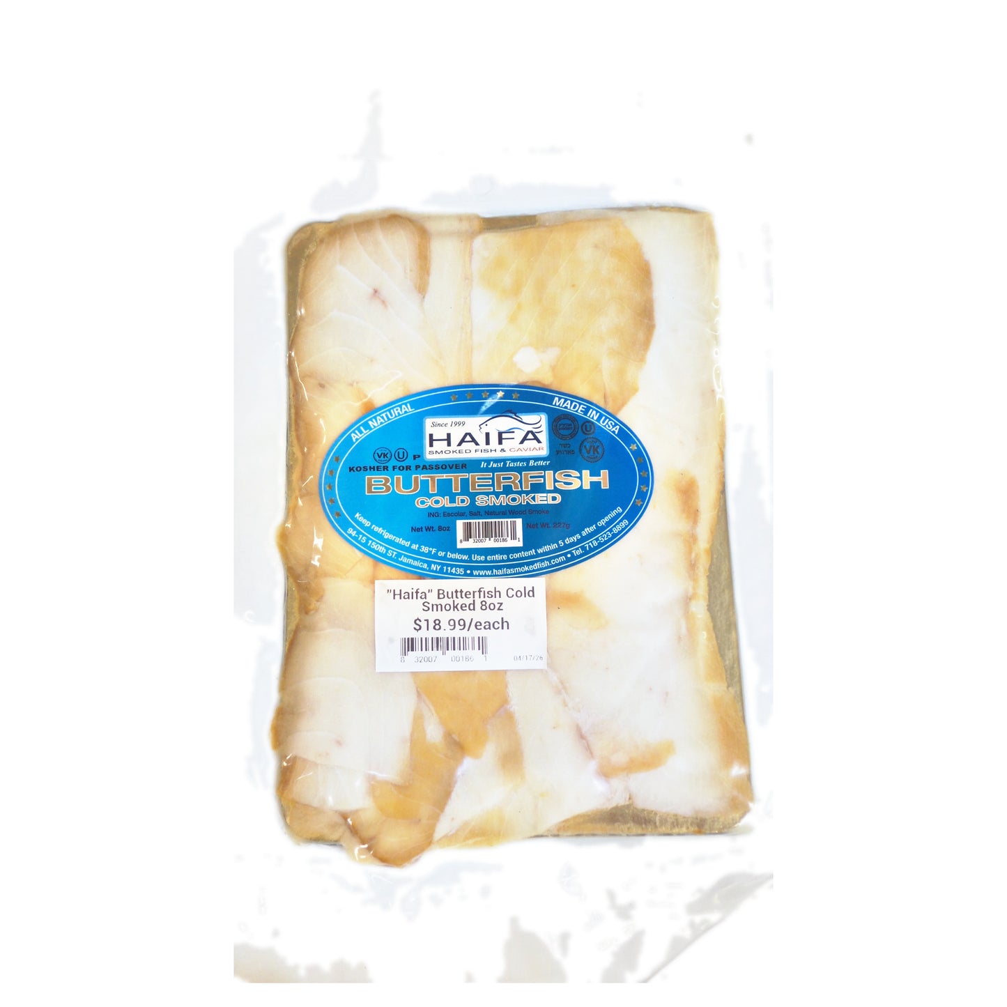 Haifa Butterfish Cold Smoked (Escolar), 8 oz (227g)