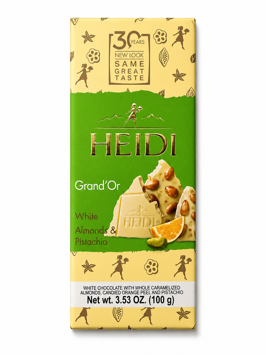 Heidi Grand'Or White Chocolate with Almond & Pistachio, 3.53 oz (100g)