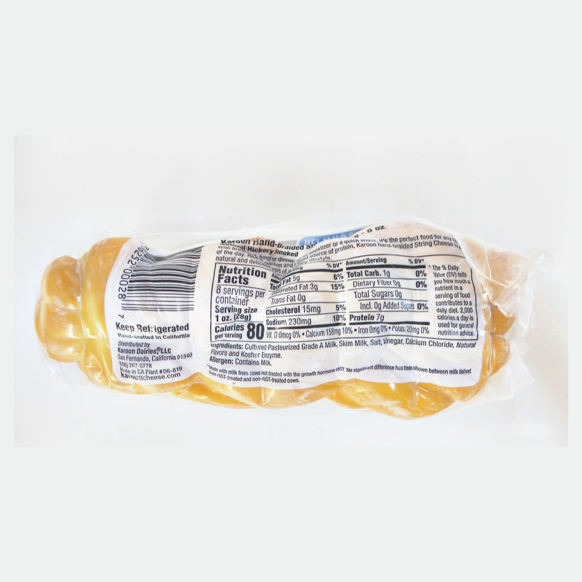 Karoun Hand-Braided String Cheese, Hickory Smoked, 8 oz (226g)