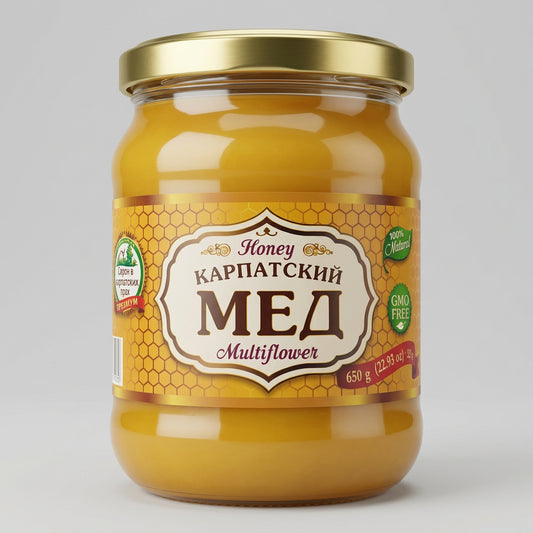 Karpatskiy Med Multiflower Honey, 22.9 oz (650g)