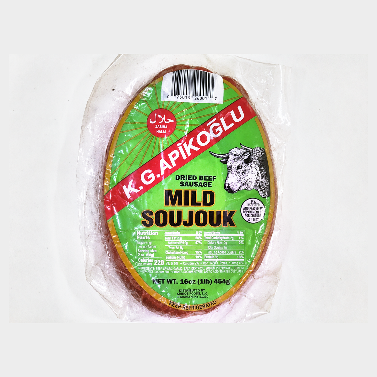 K.G. Apikoğlu Mild Soujouk, 16 oz (1 lb) / 454 g