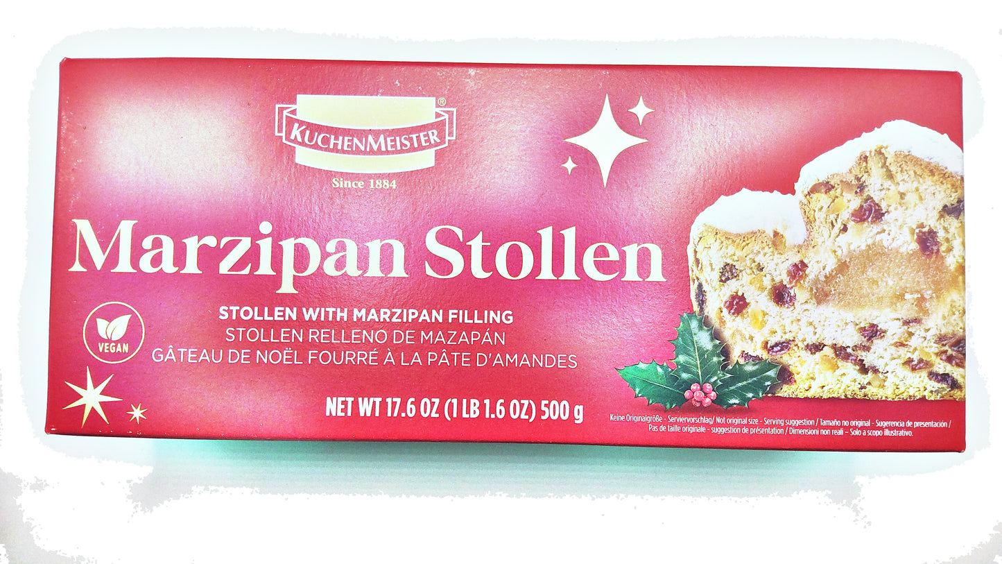 KuchenMeister Marzipan Stollen – 500g (Marzipan Filling)