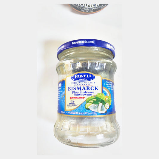 Lowell Foods Bismarck Marinated Herring Fillets, 14 oz (400g)