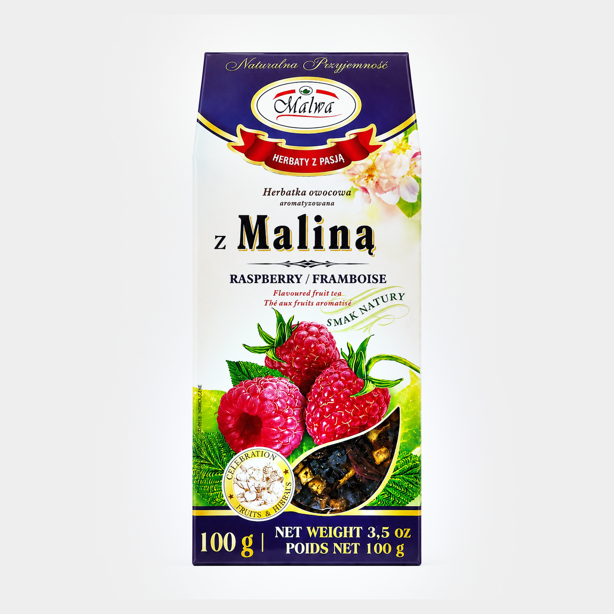 Malwa Raspberry Flavoured Fruit Tea, 3.5 oz (100g)