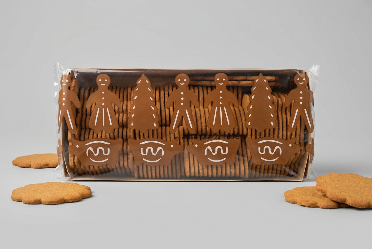 Nyakers Holiday Gingersnaps, gingerbread figures through the window