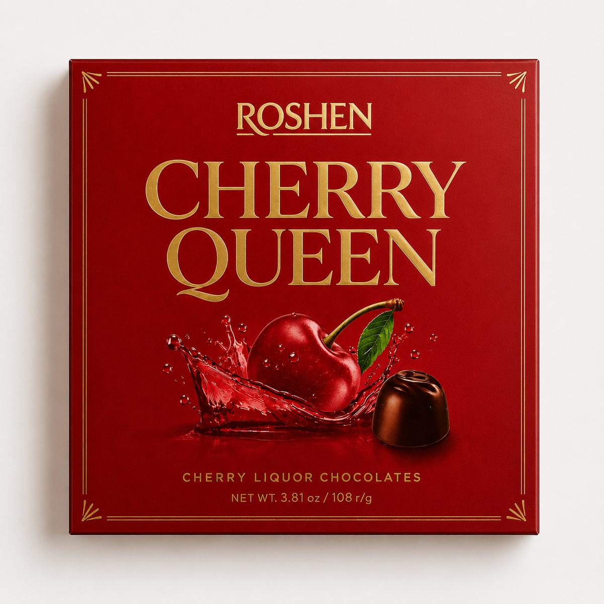 Roshen Cherry Queen Cherry Liqueur Chocolates, 3.81 oz (108g)