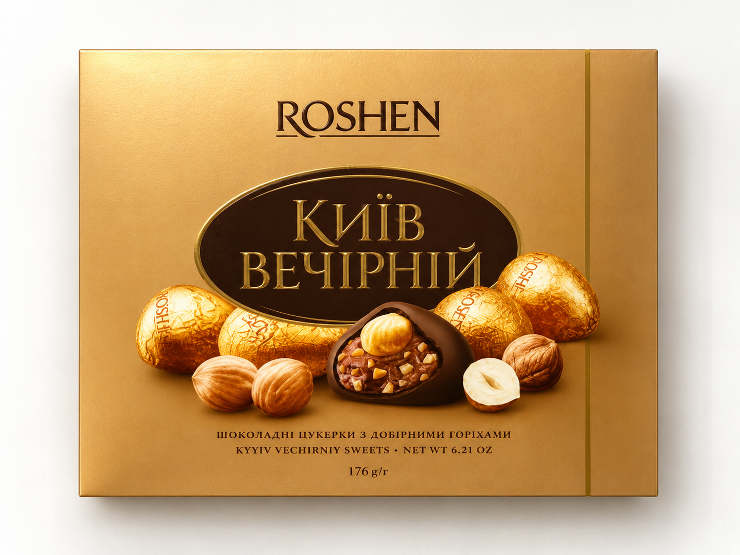 Roshen “Kyiv Vechirniy” Hazelnut Chocolates – 176g