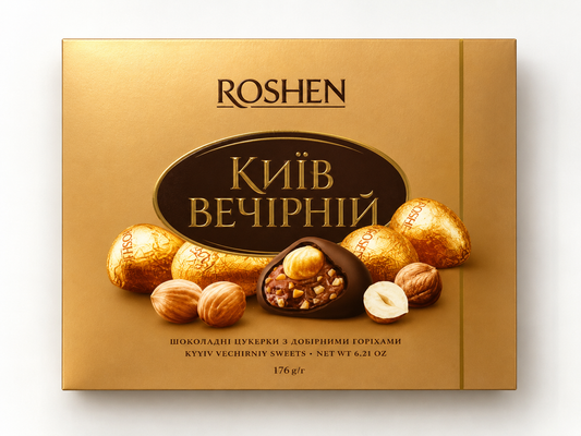 Roshen “Kyiv Vechirniy” Hazelnut Chocolates – 176g