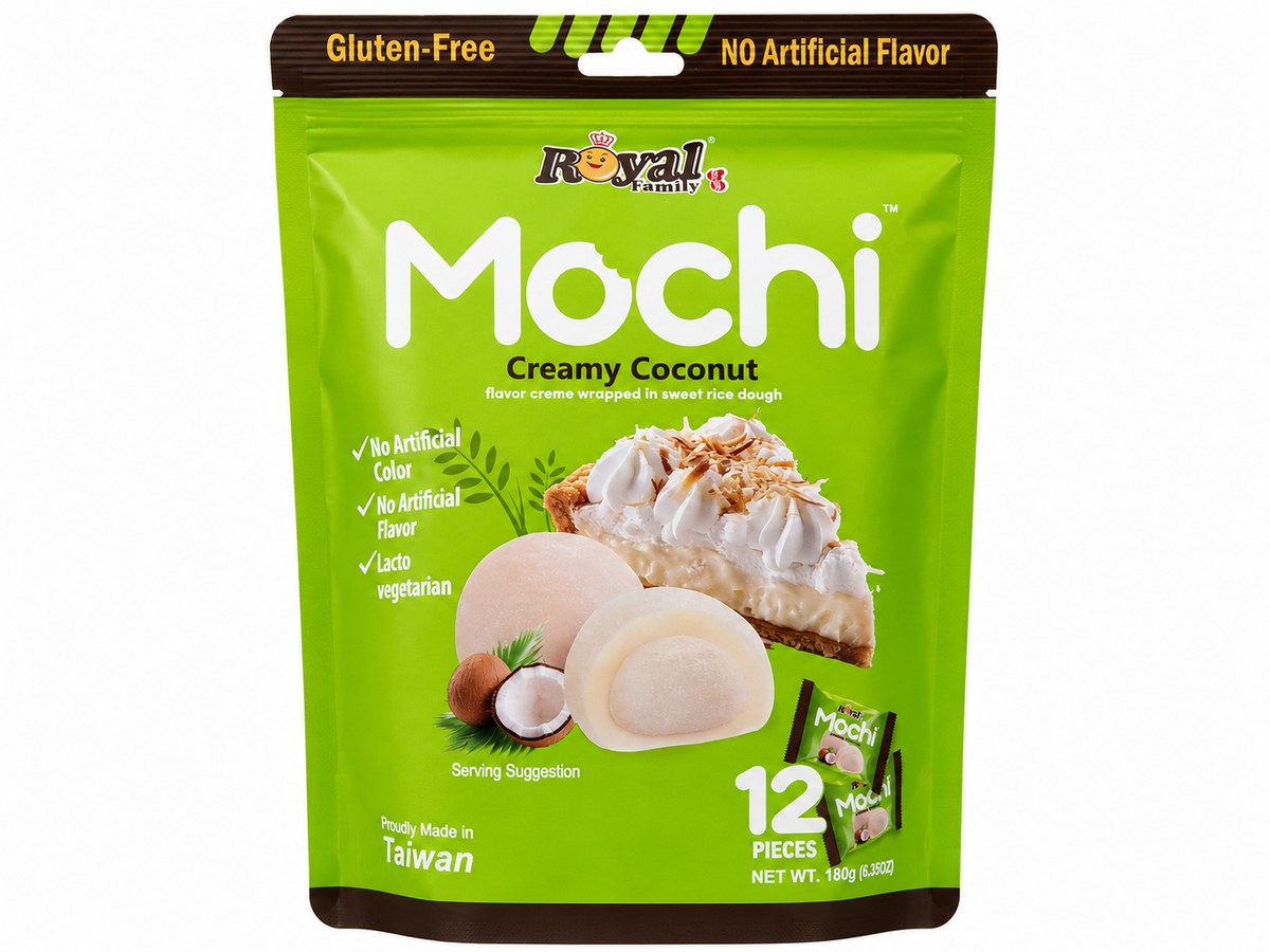 Royal Family Mochi Creamy Coconut, 12 Pieces, 6.3 oz (180g)