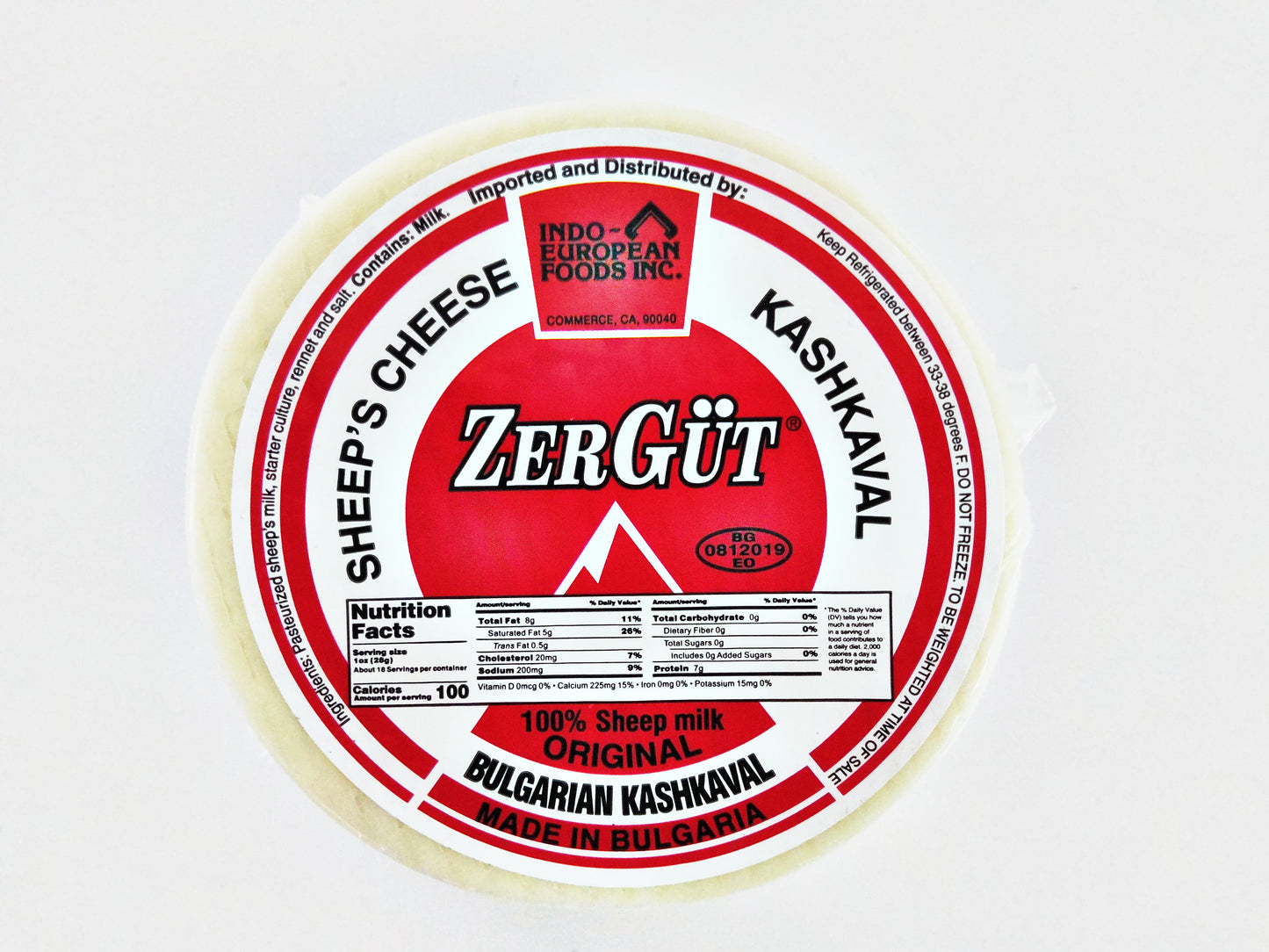 Zergüt Bulgarian Kashkaval Sheep's Milk Cheese, 14.1 oz (400g)