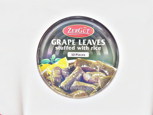 Zergut Grape Leaves Stuffed with Rice, 10 Pieces, 9.9 oz (280g) — lid
